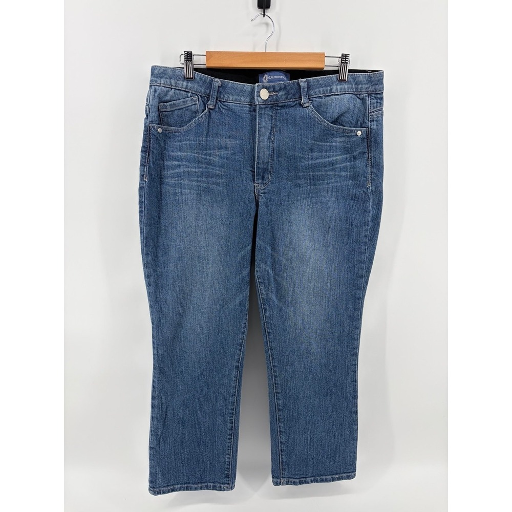 Democracy "Ab-Solution" Blue Mid-Rise Stretch Denim Jeans, Classic 5 Pocket, Wom